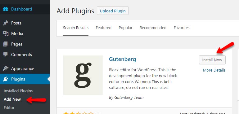 Installing Gutenberg Block Editor in WordPress -  FastComet
