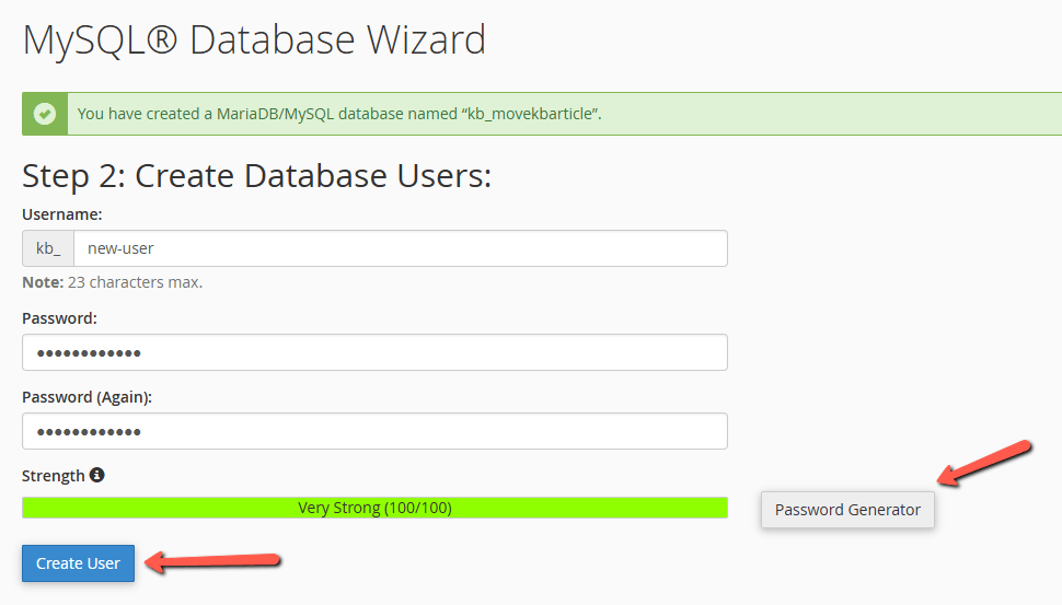 Create New MariaDB DB User